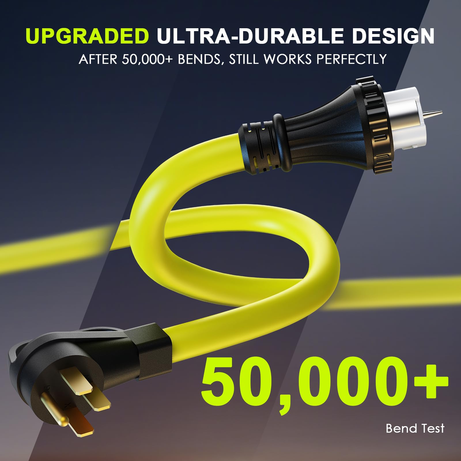 Cable generador de 50 amperios de 20 pies y caja de entrada de energía, NEMA 14-50P macho a SS2-50R conector de bloqueo giratorio de 125/250 V con caja de entrada de generador preperforada