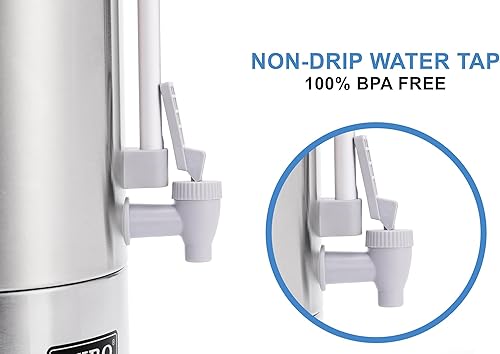 Miniatura 2 de SYBO Cafetera de percolado de acero inoxidable de grado comercial, urna de agua caliente para catering, 100 tazas de 16 L, color gris