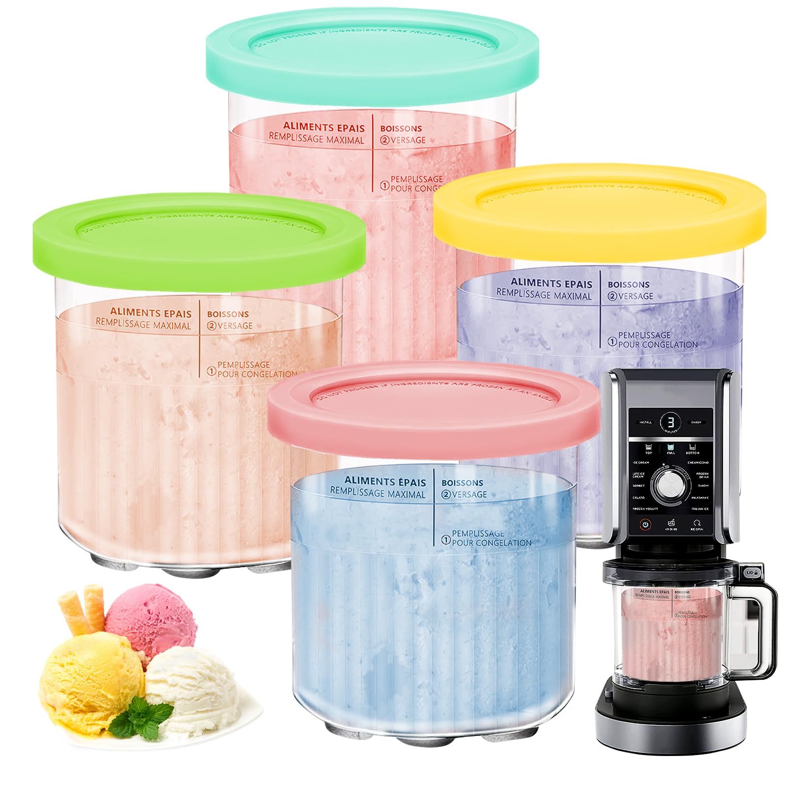 Amazon.de ZoneYan 4 Stück Ersatz für Ninja Creami Deluxe Pints und