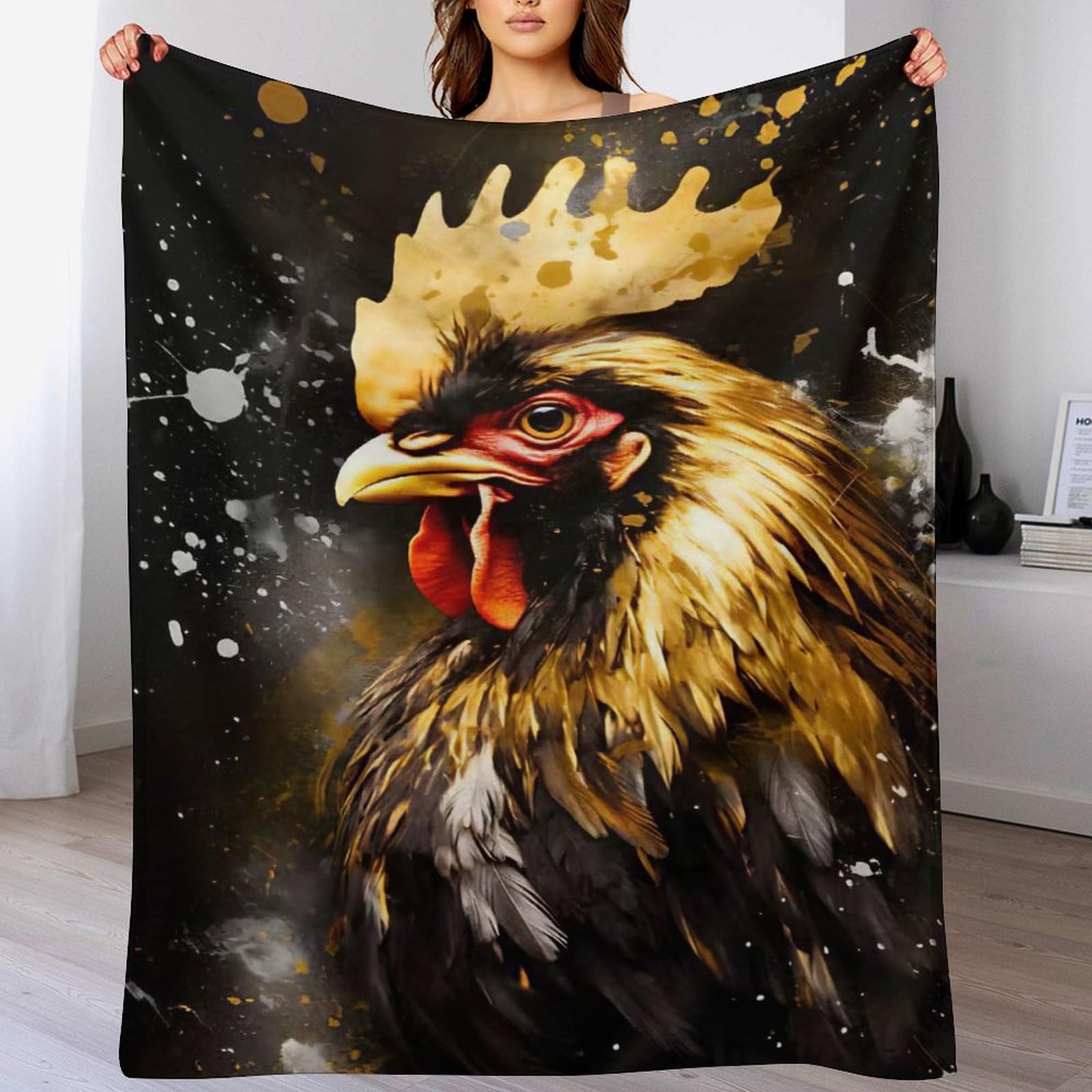 Couverture coq pour canapé-lit et sofa plaid flannel douillet de salon