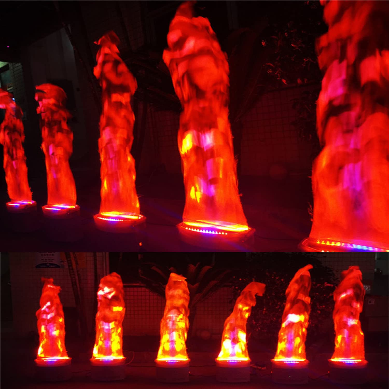 36LED Falso Fuoco Fiamme Effetto Luce, Lampada da Tavolo Fiamma Tremolante Artificiale Decorazioni per Feste di Natale Forniture per Feste per Bar, Palcoscenico, Casa,Black-1.5m