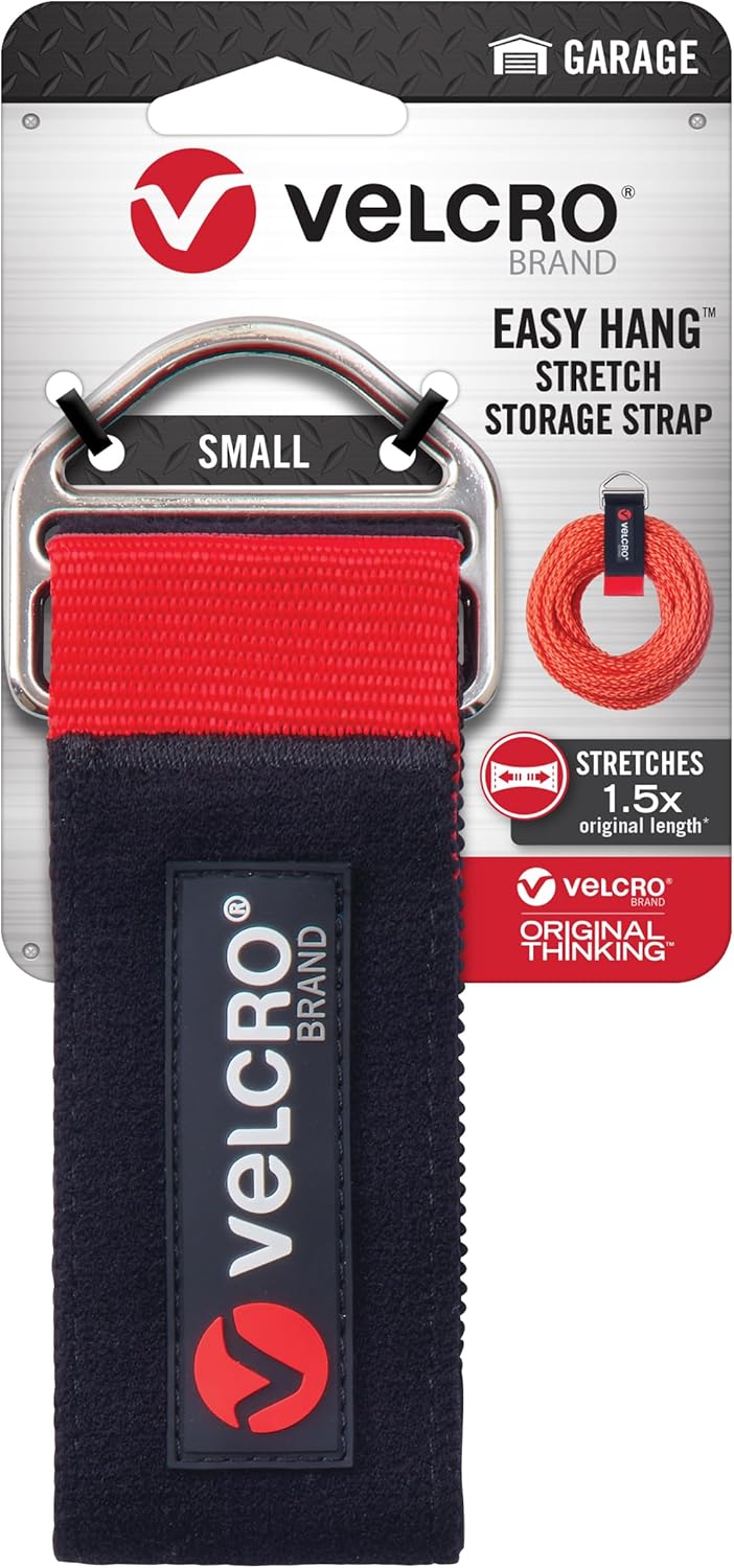 VELCRO Brand Easy Hang Stretch Storage Strap Heavy Duty Holds 20lbs Elastic Stretches 1.5X