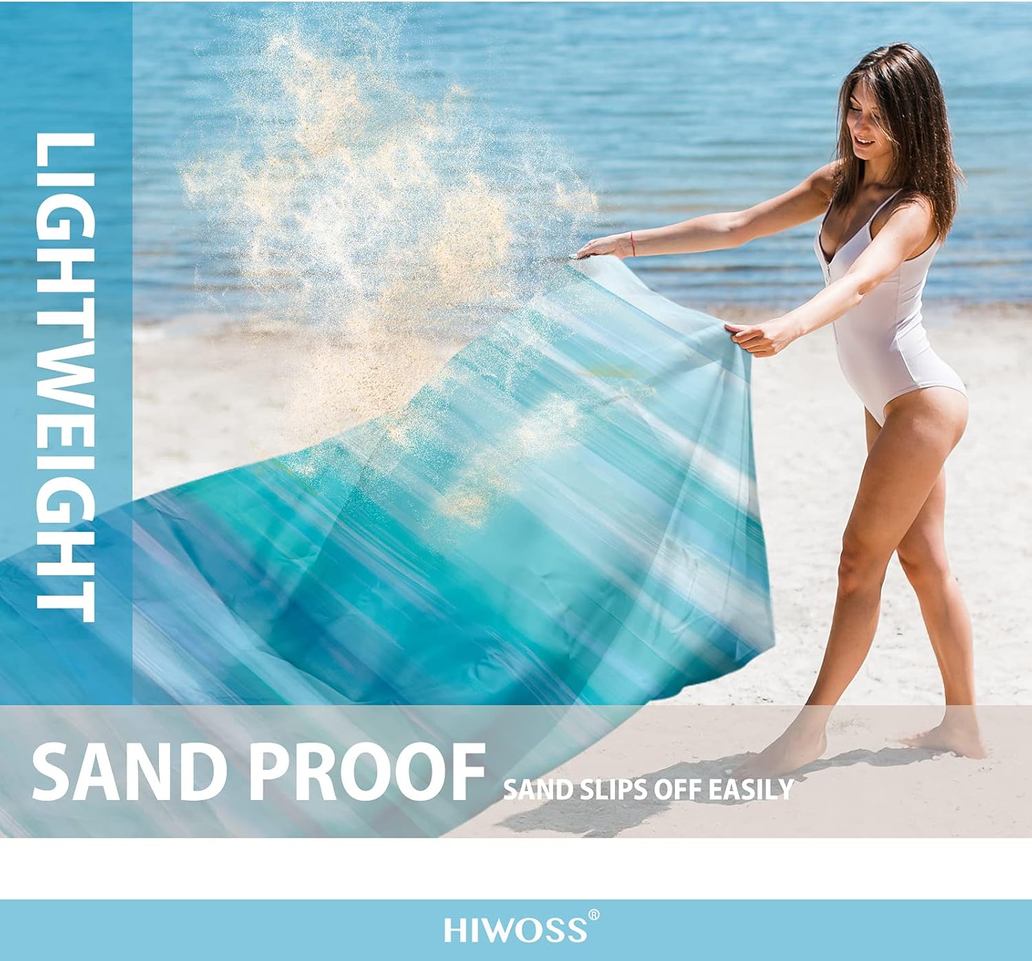 Beach Blanket Waterproof Sandproof Oversized 95”x 80”,Sand Free Beach Mat with Corner Pockets,Portable Mesh Bag for Travel and Outdoor Camping (Dreamsea) (Dreamsea) - Image 3