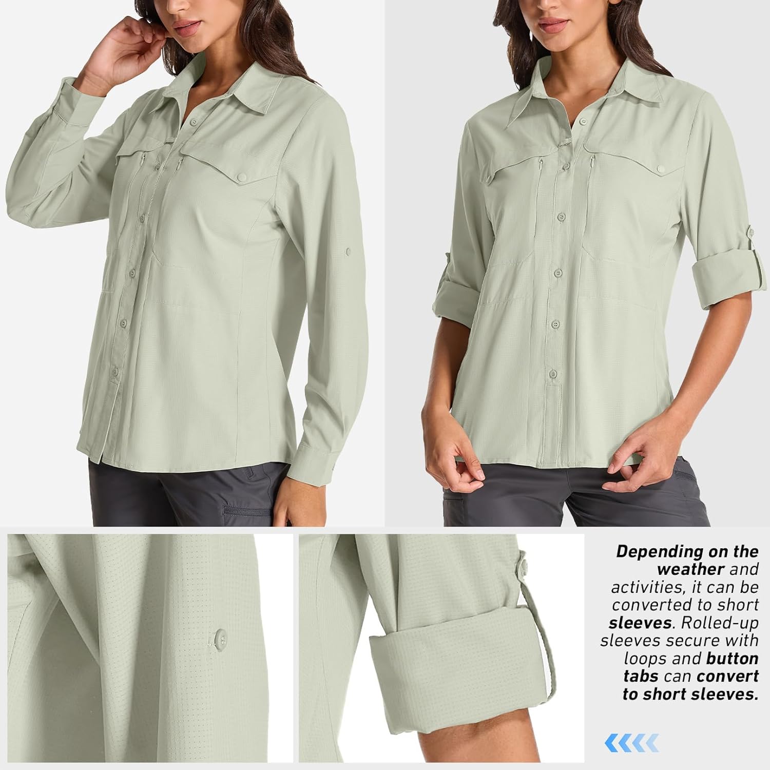 Women's UPF 50+ UV Sun Protection Safari Shirts Outdoor Long Sleeve Quick Dry Cool Lightweight Fishing Hiking Travel Shirts - Image 4