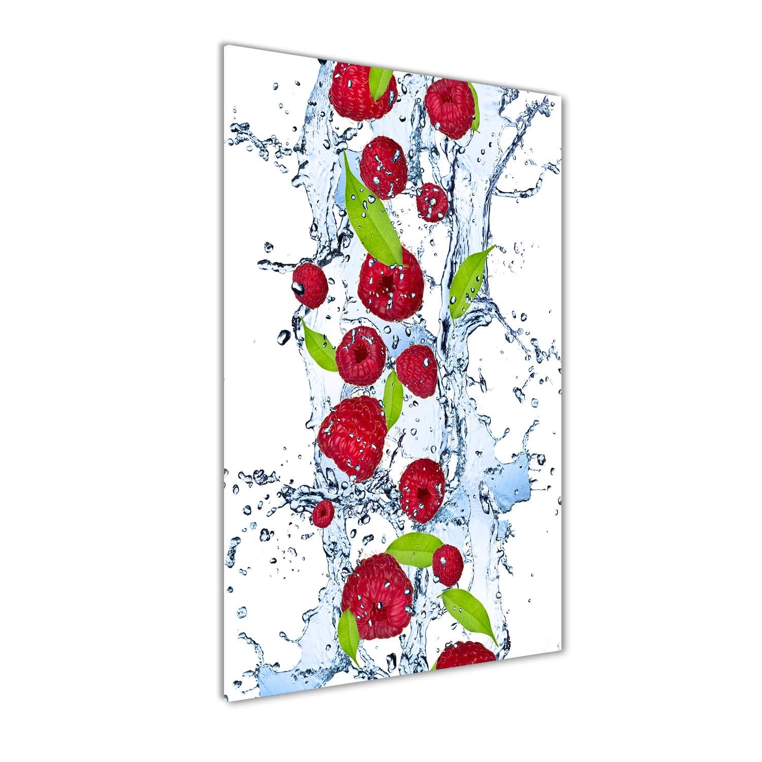 Tableaux pour la mur en verre acrylique Tulup 50x100 cm motif framboises rouges