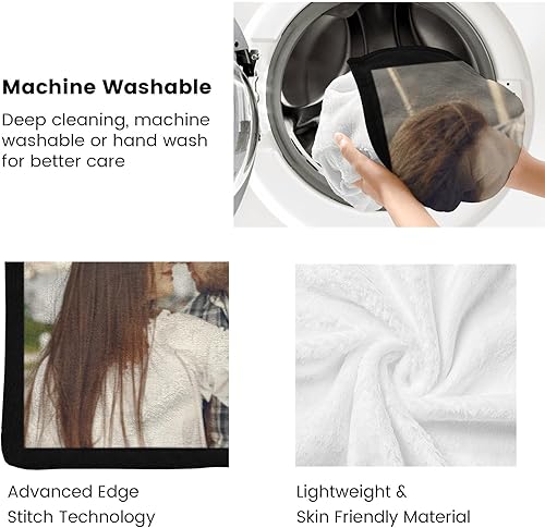 Miniatura 6 de Mantas personalizadas con texto para parejas, familiares, amigos, adultos, niños, mantas suaves personalizadas para cama, sofá, camping, mantas de