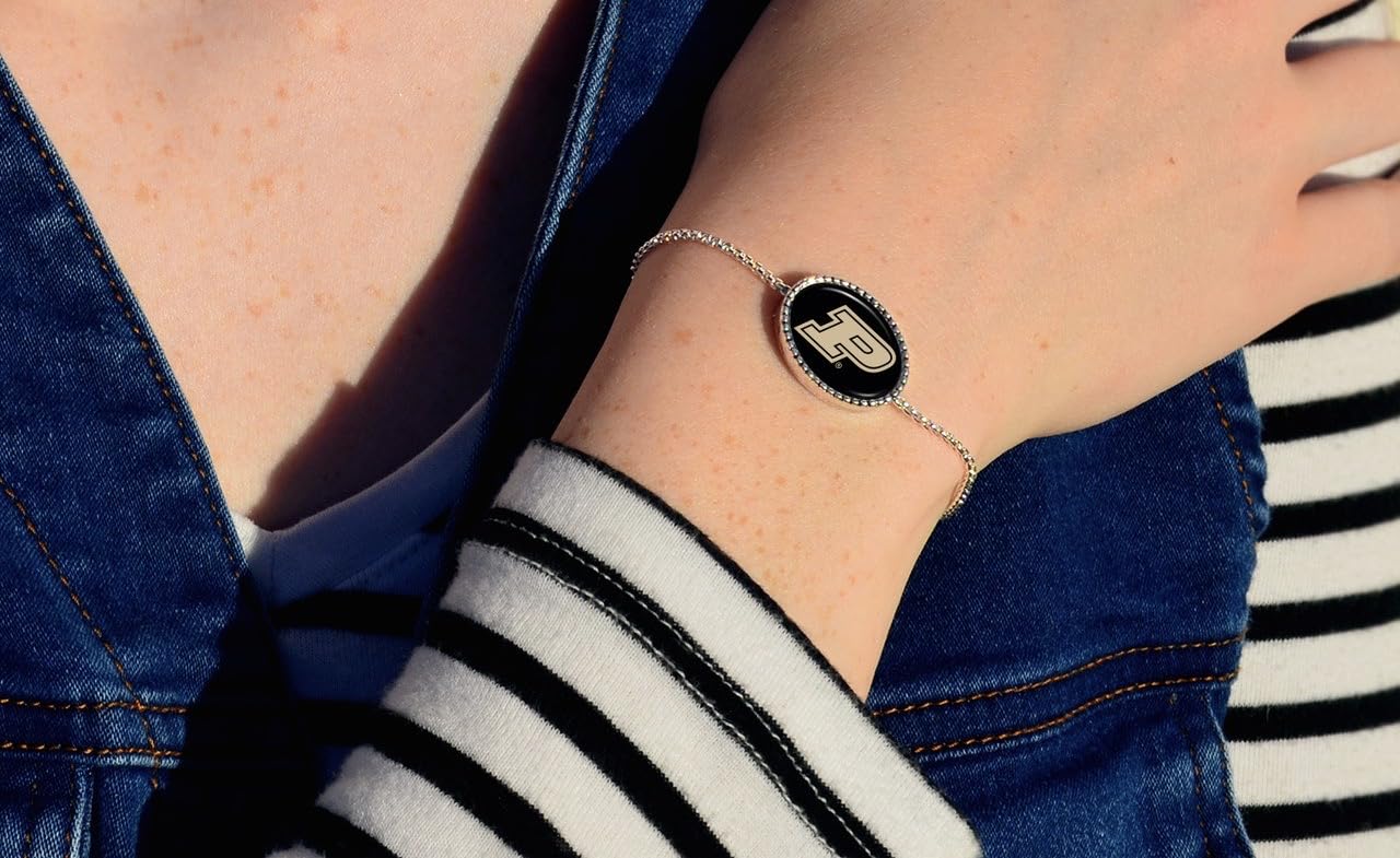 From the Heart Purdue Boilermakers Kennedy Bracelet Adjustable Slider Bead Jewelry Gift Licensed, Standard, Silver