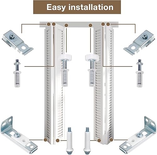 Miniatura 3 de AWDIA Kit de reparación de herrajes de puerta plegable para riel de puerta corrediza de 78 a 1 pulgada, kit de herrajes para puerta de armario