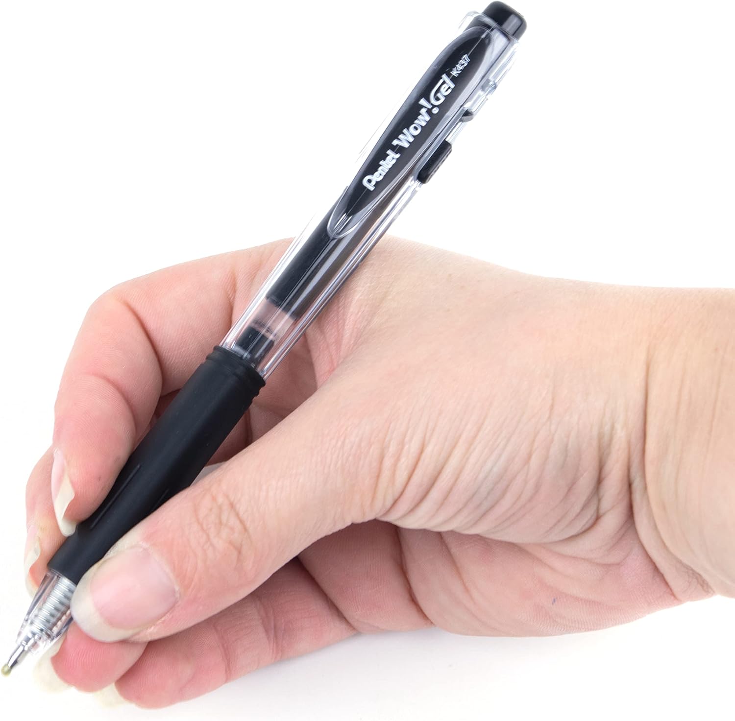 Pentel WOW! Gel Retractable Gel Pen 0.7mm Medium Line Black Ink, Box of 12 (K437-A) (Pack of 2)