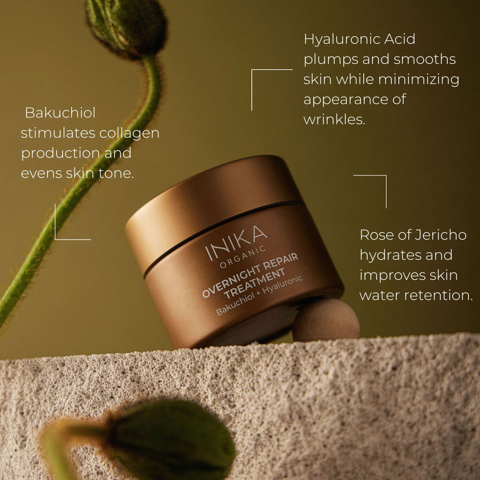 INIKA Organic Overnight Repair Treatment | Collagen Boosting, Skin Plumping and Deep Hydration face mask