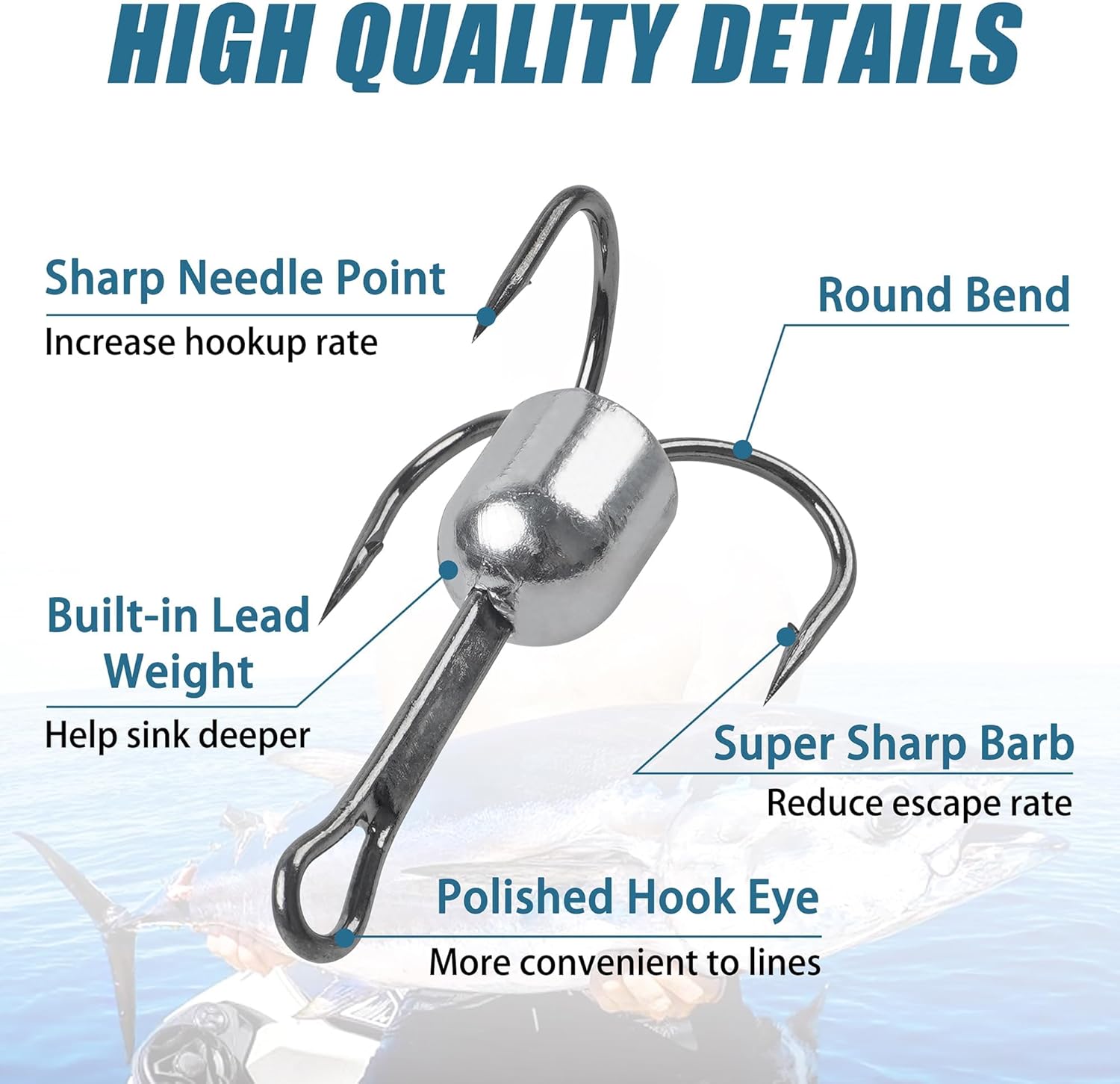 Snagging Hooks Snagging Weighted Treble Hooks,5pcs/8pcs Pack Treble Fishing Hooks 4 Sizes 1oz,1.25oz,1.5oz,2.5oz for Saltwater Freshwater