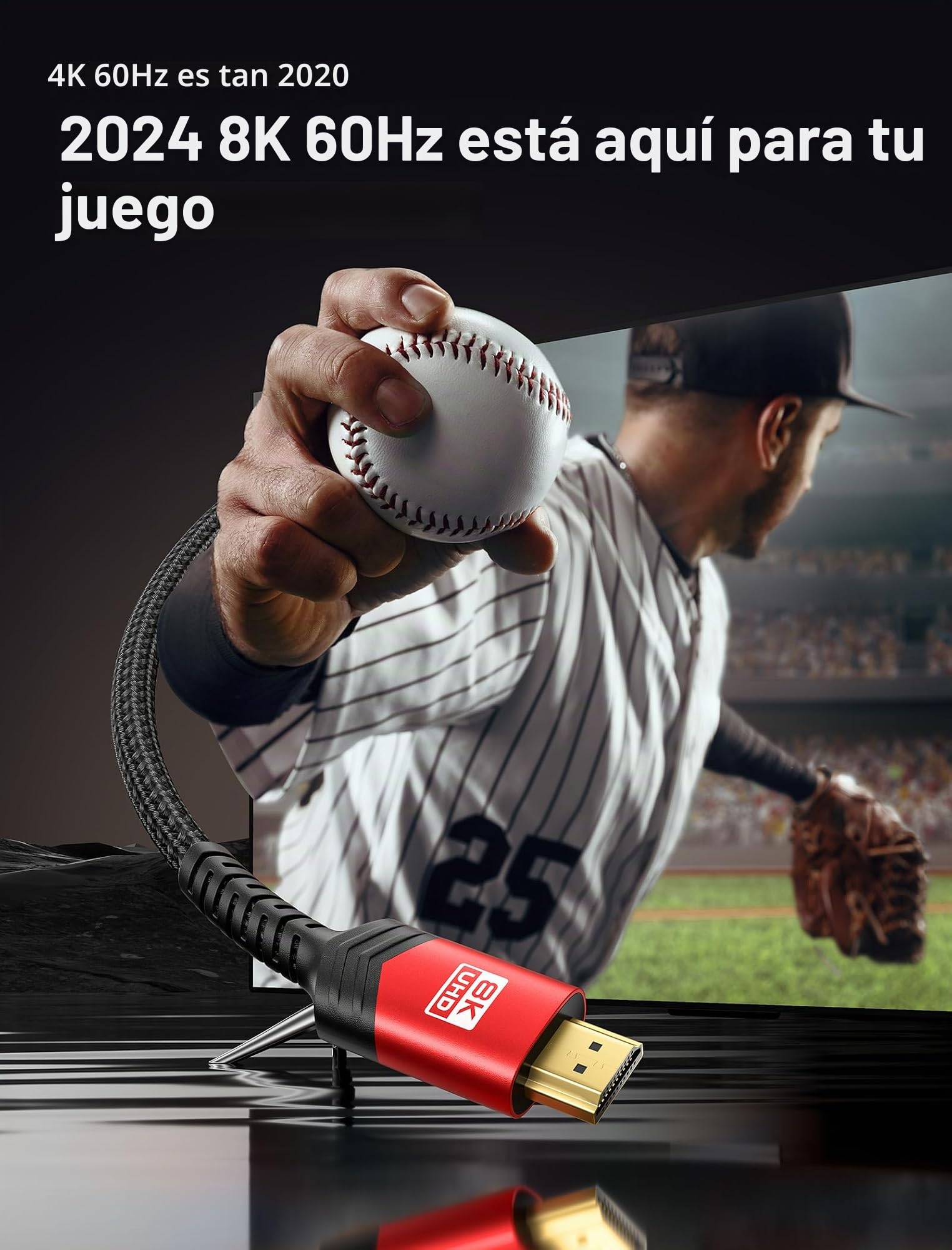 JSAUX - Cable HDMI de 30 metros, cable largo de fibra óptica HDMI 2.1, 8K, alta velocidad, 48 Gb/s 8K @ 60Hz, 4K @ 120Hz, UHD HDR 10+, eARC, Dolby Vision, 3D, VRR, compatible con PS4, PS5, 8K
