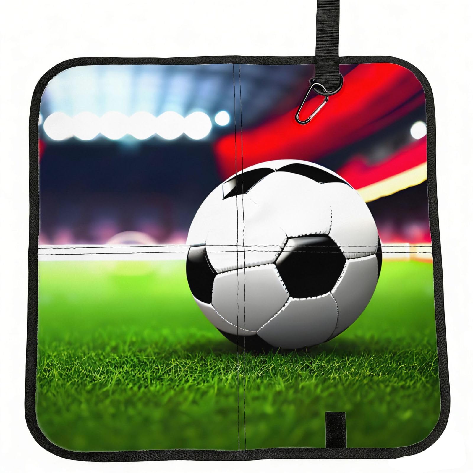eeprty Soccer Sports Ball Printed Portable Seat Cushion Strap, Foldable Pad for Stadium Bleachers Hiking Travel
