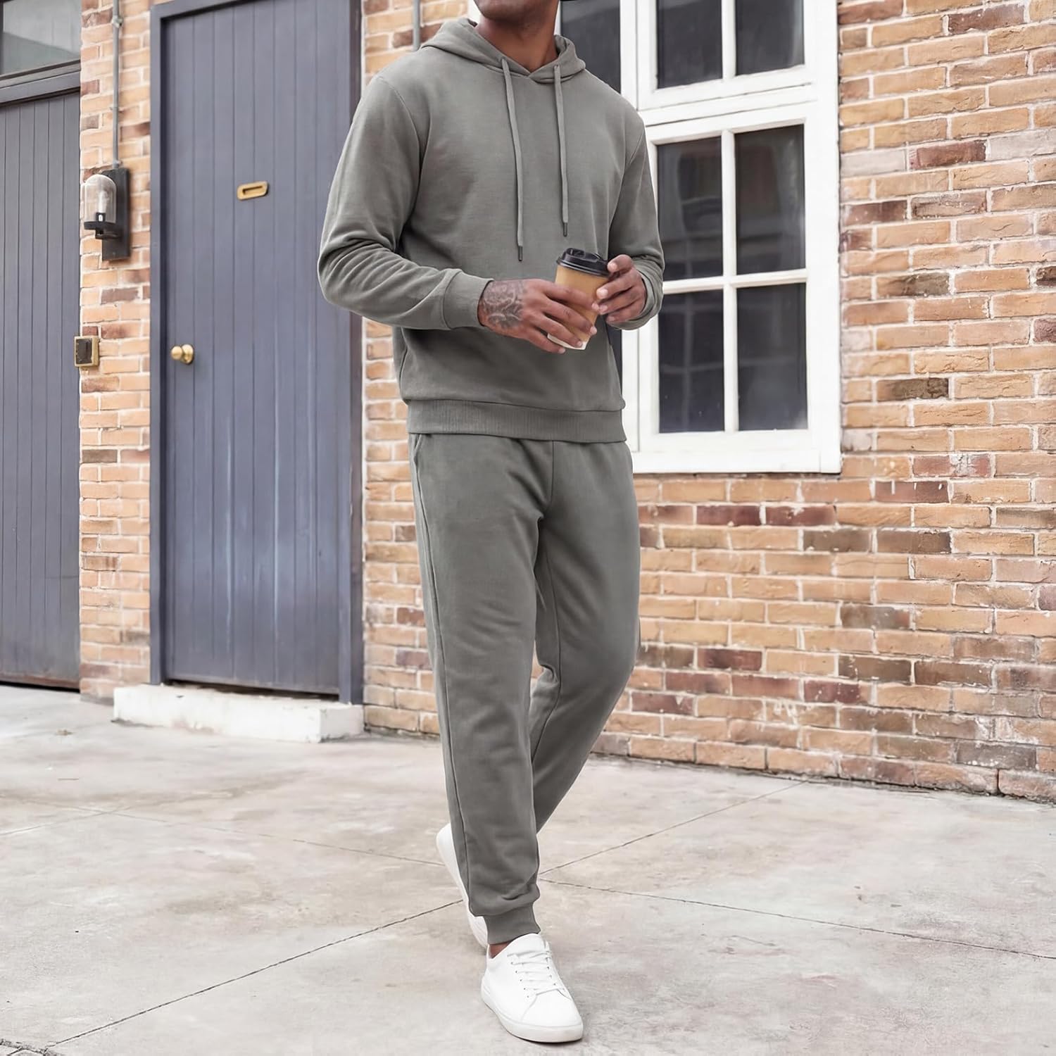 Uni Clau Men's 2 Piece Tracksuits Fleece Pullover Sweatsuits Athletic Fit Jogging Hoodie Outfit Set - Image 6