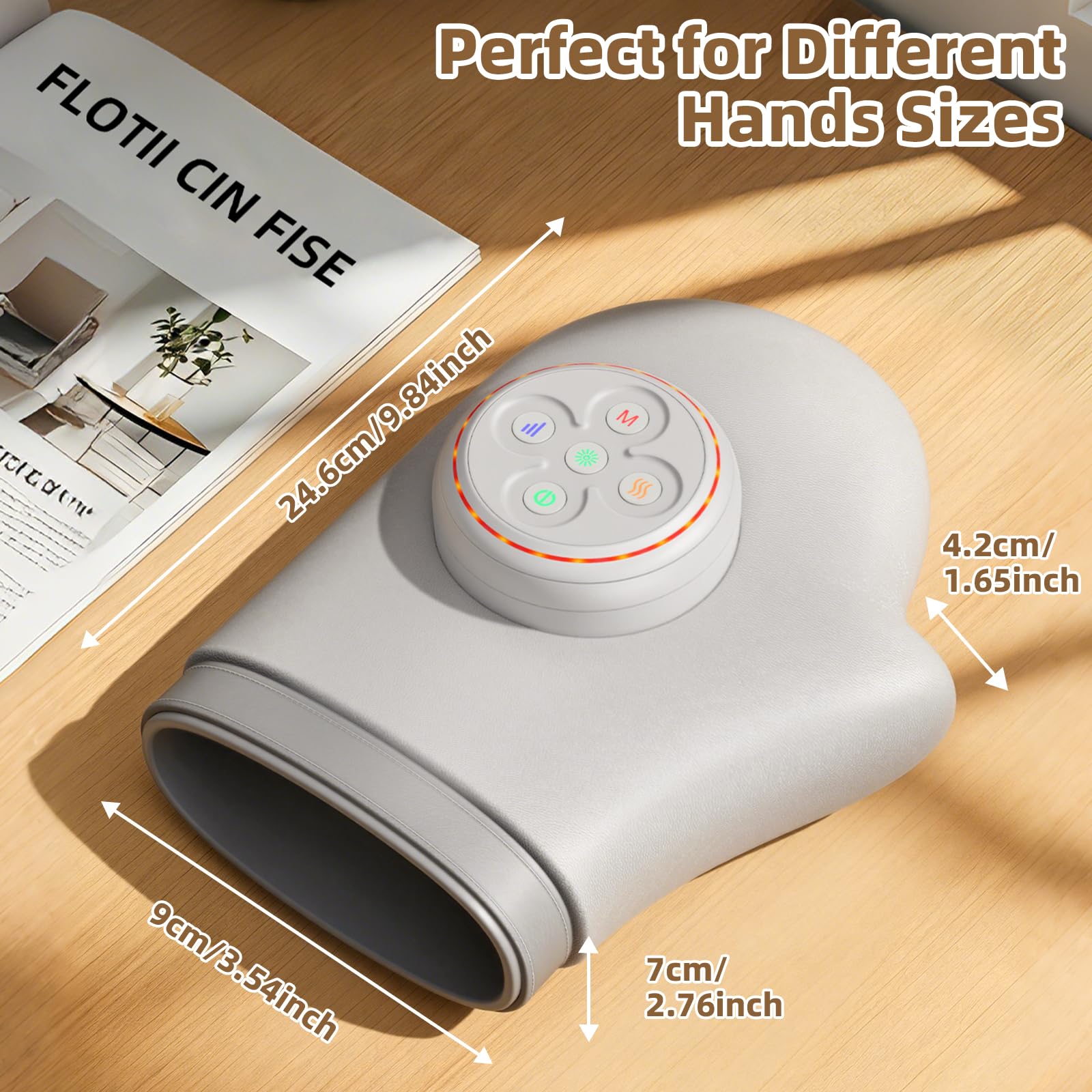 Masajeador de Manos Eléctrico Prisag con Calor, 3 Modos y 5 Niveles Intensidad, Compresión de Aire para Artritis y Túnel Carpiano, Alivio del Dolor, Regalo Ideal para Mujeres, Padres y Abuelos, Gris - 4