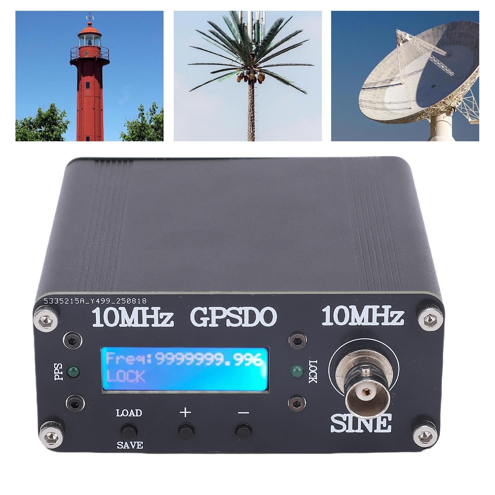 Jectse Oscilador Disciplinado GPS Portátil, Reloj GPSDO OCXO 10MHz Fuente de Señal Salida Cuadrada DC12V