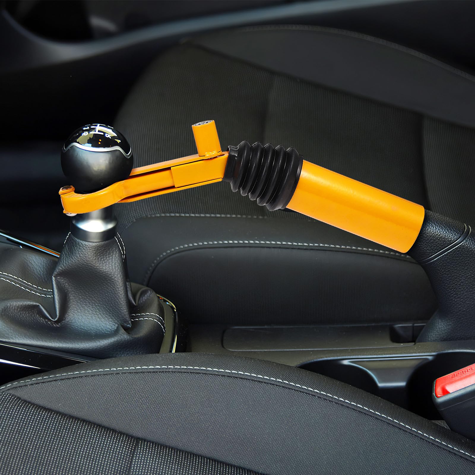 Dispositivo Antifurto di Bloccaggio Auto Leva Cambio Regolabile in Acciaio e Struttura Semplice, Facile da Installare, per Auto, Furgoni e Suv