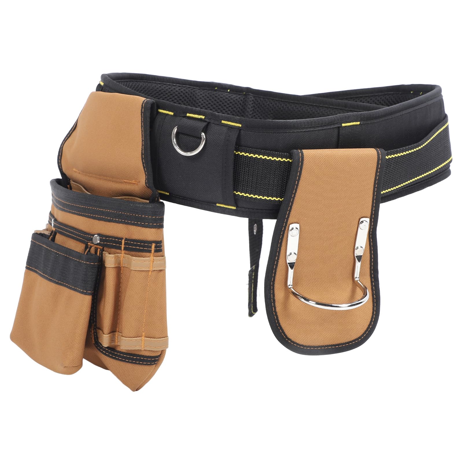Ceinture à Outils Réglable avec 12 Poches, Pochette Amovible, Support de Marteau pour Port Confortable et Rangement Spacieux