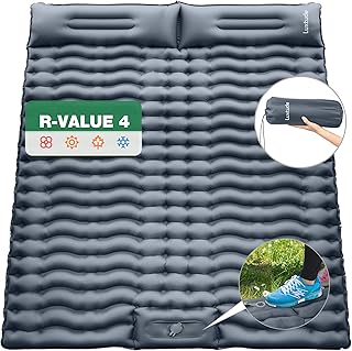 Luxtude Sleeping Pad for Camping, 4" Thick Camping Mattress, Double Sleeping Pad, Sleeping Mat for 2 Person, Inflatable Camping Pad with Foot Pump, Sleeping Mat for Adults - Backpacking/Car Traveling