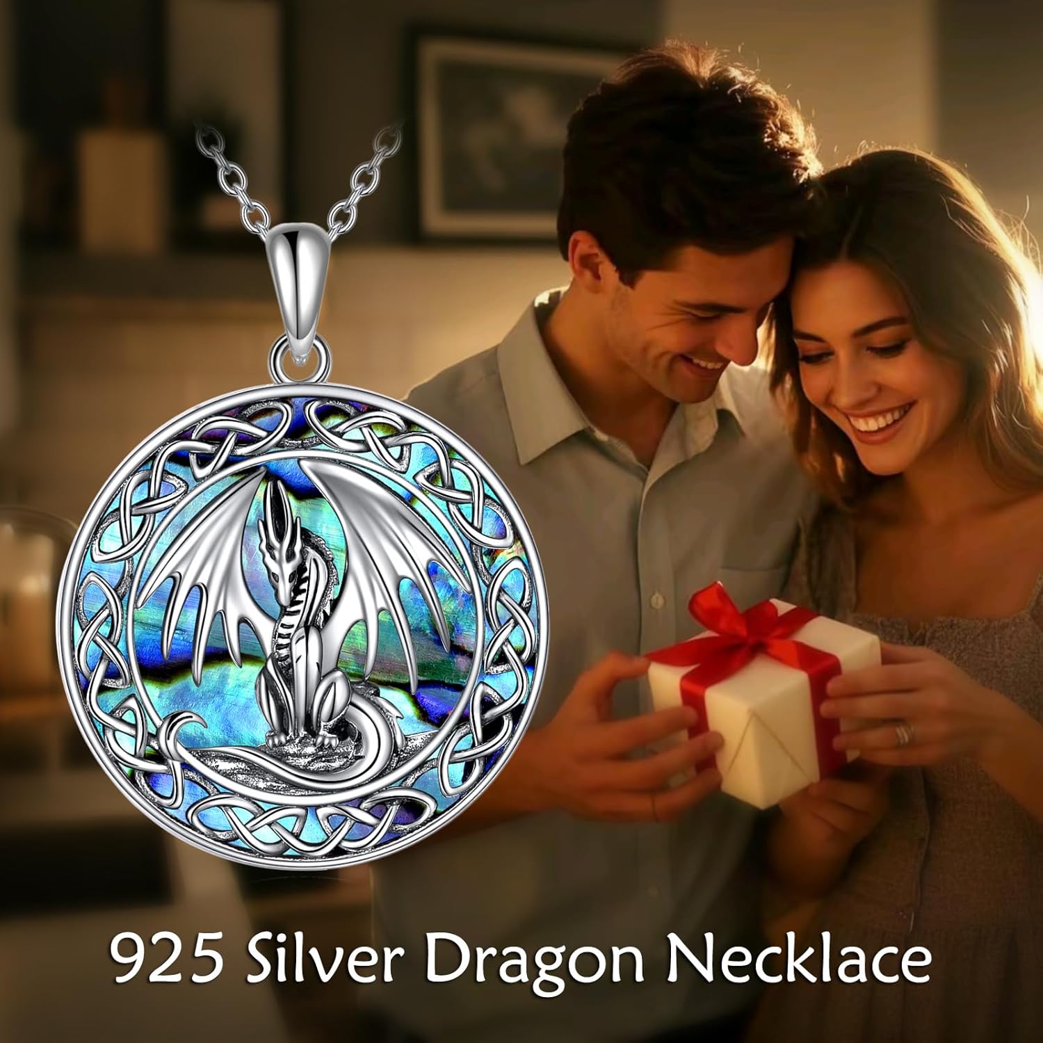 LUHE Sterling Silver Dragon/Wolf/Phoenix/Hummingbird/Horse/Unicorn Religious Pendant Necklace for Women Oxidized vintage Celtics Necklace Jewelry Christmas Gifts - Image 6