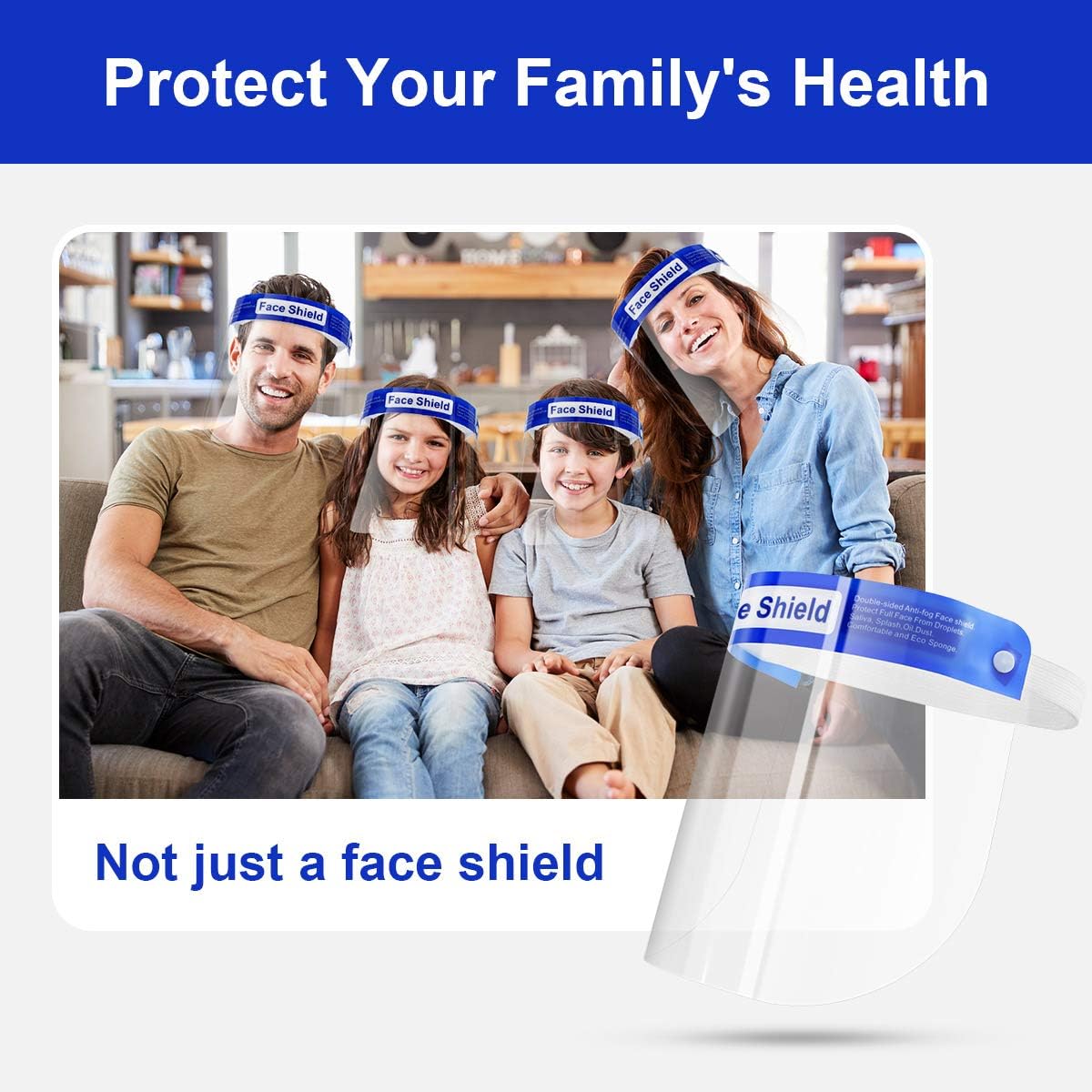 10 Pack Safety Face Shield, All-Round Protection, Anti-Fog Lens, Lightweight Transparent Shield with Adjustable Elastic Band for Men Women - - 