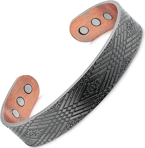 Miniatura 2 de Earth Therapy IRON DIAMOND - Pulsera magnética curativa para hombre, recuperación de lesiones, estilo vikingo nórdico steampunk, ajustable, para