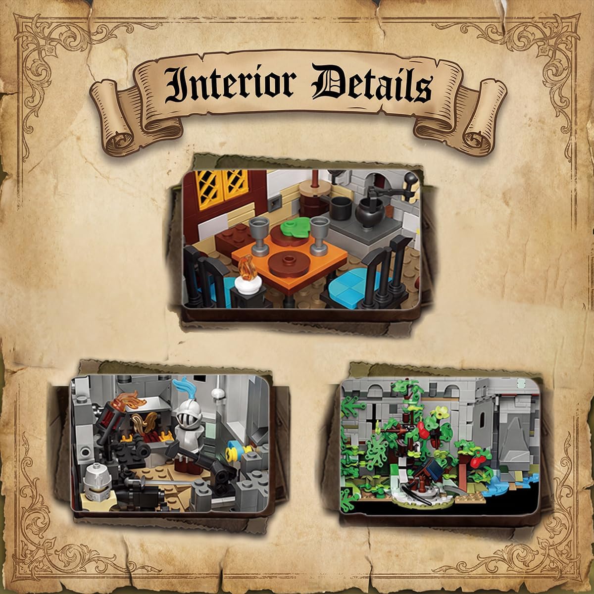 Medieval Forest Giant Castle Architecture Building Blocks, Medieval Viking Village CastleToy,Construction House Mode Collectible Display Set for Adults(6640 pcs)