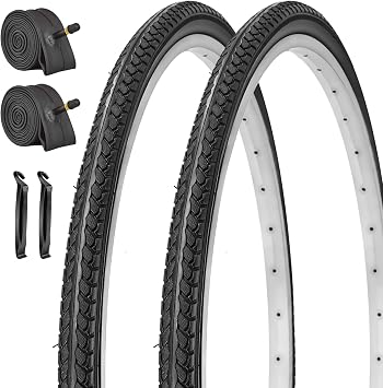 2 Pack 26x1 3/8 Bike Tires and Tubes with AV32mm Schrader Valve for City Commuter Hybrid Road Urban Bicycles Tyres