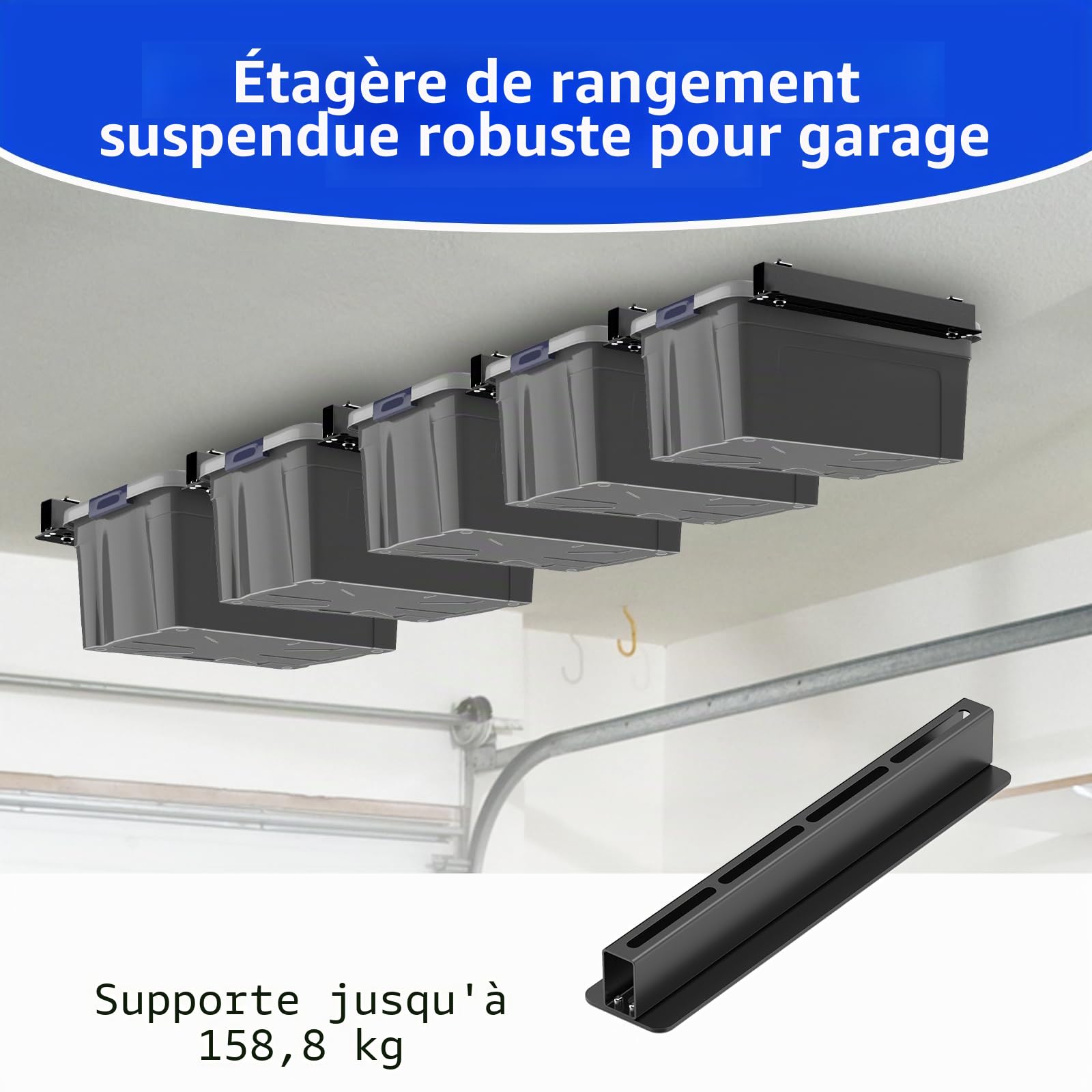 Lot de 6 Supports Robustes pour Plafond Garage Compatible avec 5 Bacs