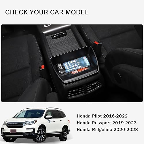Miniatura 2 de HIRUFAIT Bandeja organizadora de consola central para Honda Pilot 2016-2022Ridgeline 2020-2023Passport 2019-2023, accesorios de ABS con control