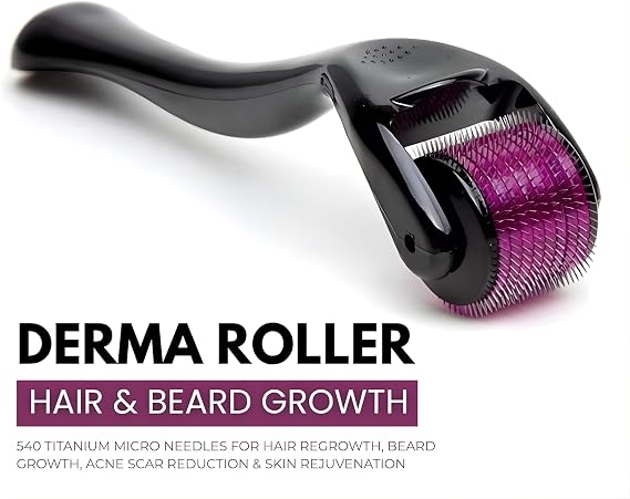 Derma skin Roller, Micro-needling Roller, Titanium 540 Needles,Facial Skin Roller Cellulite Hair Growth, Skin Anti Ageing Scar,use for women face massage, Neck Wrinkle Stretch (Needle Size 1.0mm)