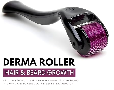 Derma skin Roller, Micro-needling Roller, Titanium 540 Needles,Facial Skin Roller Cellulite Hair Growth, Skin Anti Ageing Scar,use for women face massage, Neck Wrinkle Stretch (Needle Size 1.0mm)