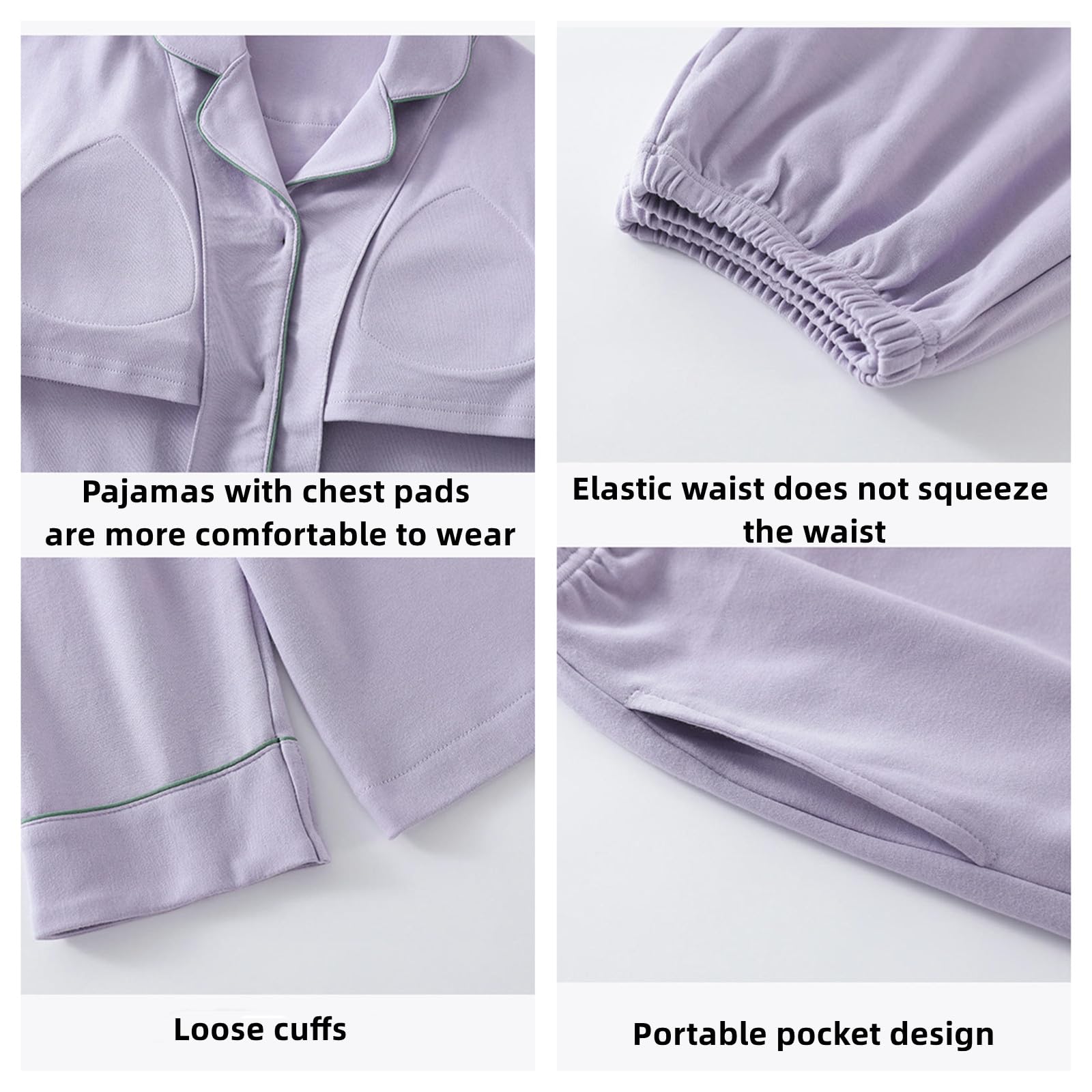Pigiama Donna Pigiama da Donna A Maniche Lunghe Primavera Autunno con Protezioni per Il Petto - Completo da Casa in Cotone con Colletto A Revers, Morbido E Confortevole-Giallo-m