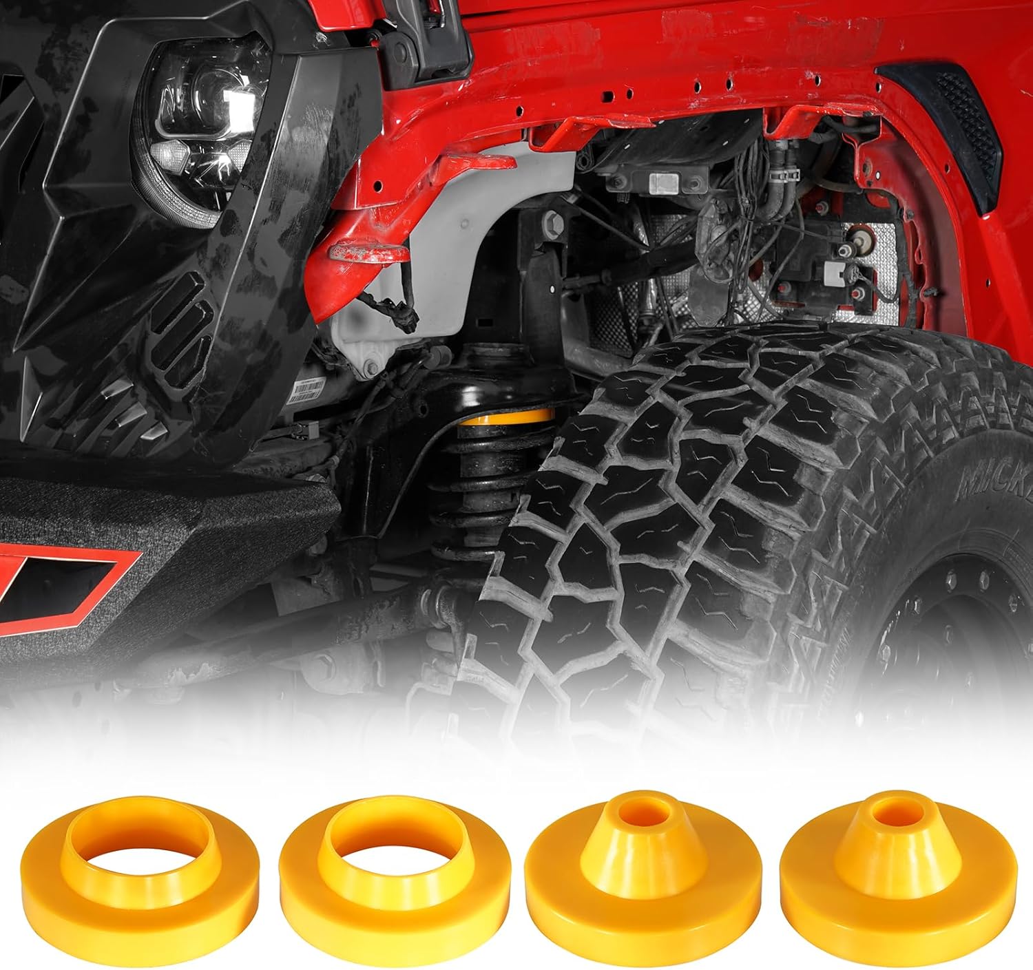 Hooke Road JL 3/4" Spacer Leveling Lift Kit Compatible with 2018-2026 Jeep Wrangler JL & Unlimited 2/4 Doors, Front & Rear Suspension Bump Stop Extensions Spacers - 4 PCS