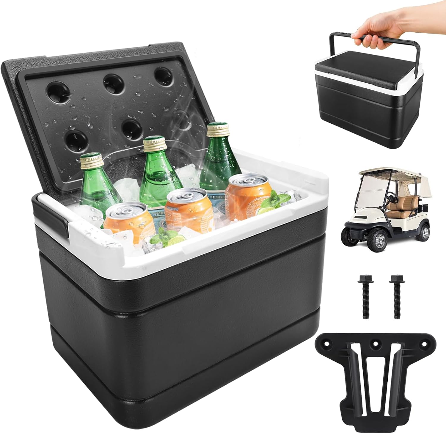 Roykaw Golf Cart Ice Cooler Compatible with Club Car Precedent, Portable Precedent Ice Chest Box with Mounting Bracket, 6L Ice Box for Beach, Drink, Camping, Fishing, OEM# 102588101, 103886801