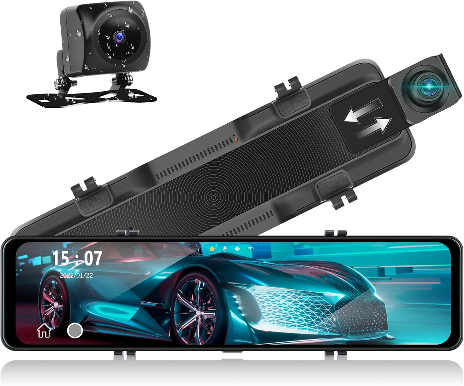 Mirror Dual Dash Cam,10 inch Rearview Mirror Dual Dash Cam for Cars and