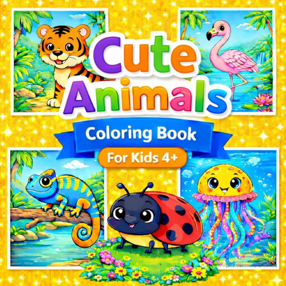 Cute Animals Coloring Book for Kids Ages 4-8: Animals Coloring Book with Fun Facts & Trace the Lines Drawing Activities