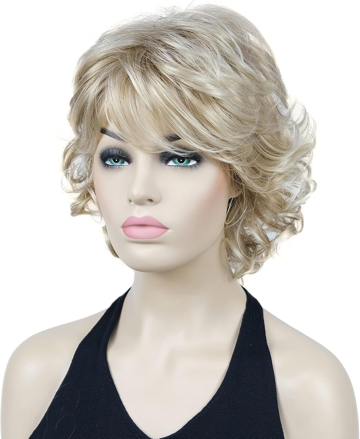 Lydell 12" Short Curly Wigs Soft Shaggy Layered Classic Cap Full Synthetic Wigs (15BT613 Blonde Mix), 12 inch - Image 4