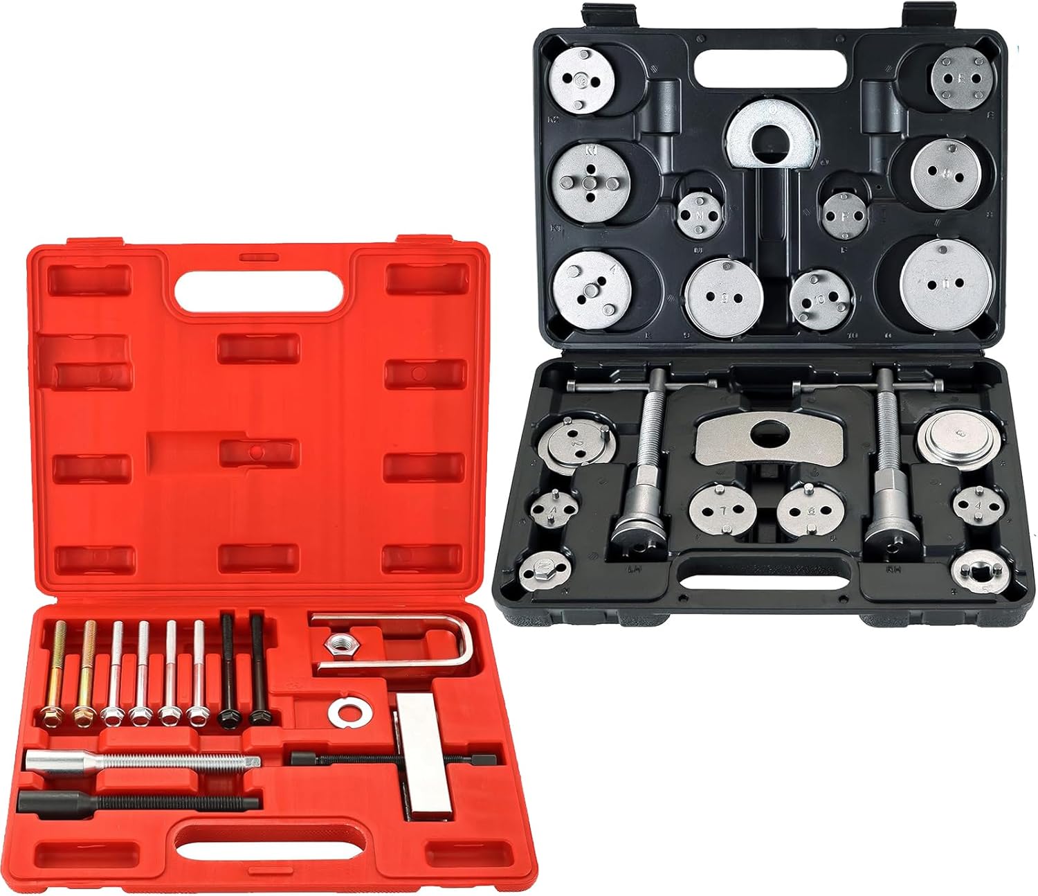 Universal Heavy-Duty Disc Brake Caliper Tool Kit & Automotive Steering Wheel Puller Compressor Remover Set
