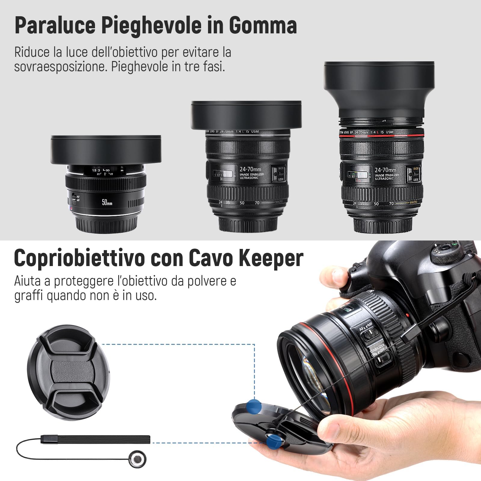 NEEWER Kit di filtri per lenti da 67 mm: UV, CPL, FLD, ND2, ND4, ND8, Parasole e copriobiettivo compatibili con Canon Nikon Sony Panasonic DSLR fotocamere con obiettivo 67 mm