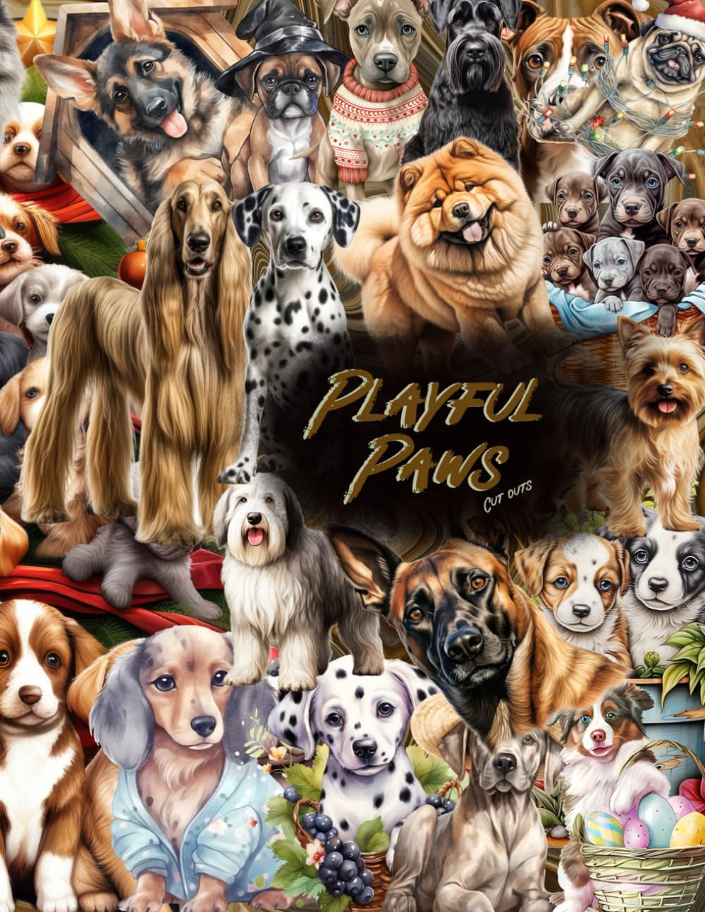 Playful Paws Dog Cut and Collage Book: Unleash Your Creativity with a Canine Collection of Adorable Dogs and Playful Pups junk journaling scrapbooking card making