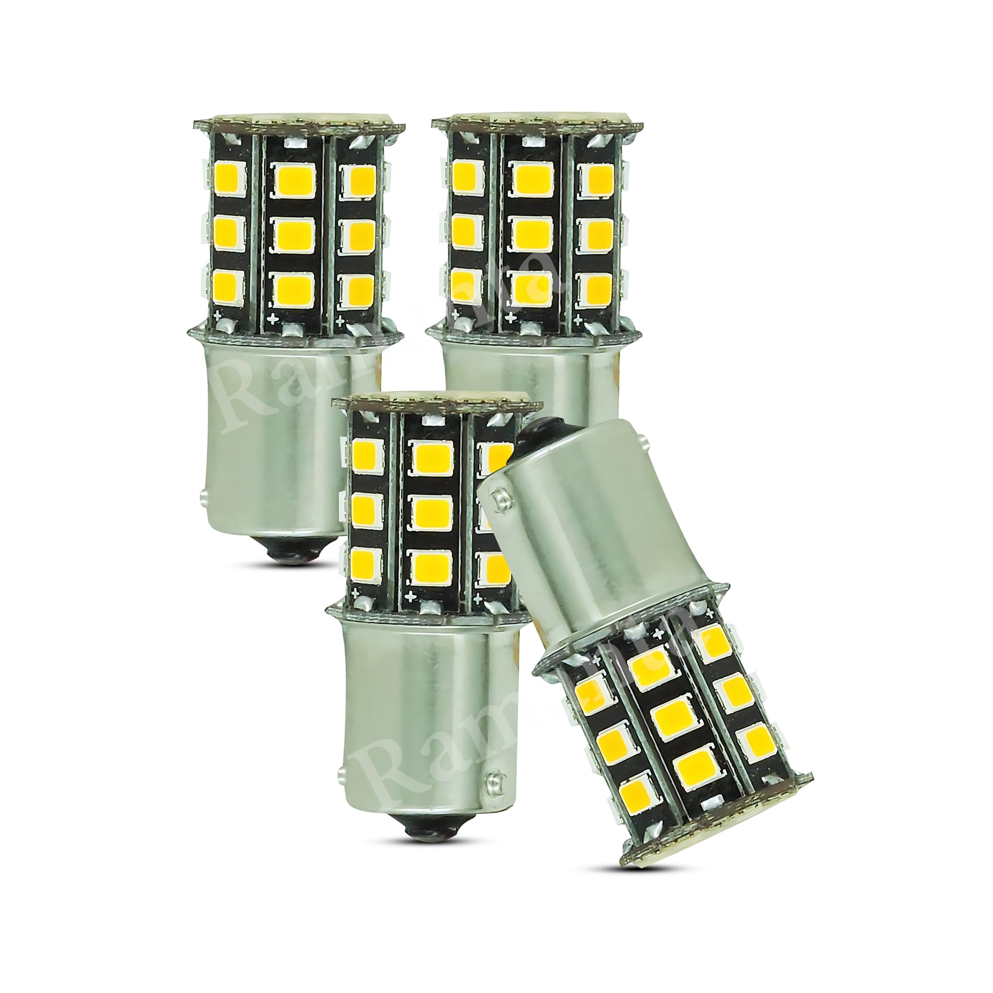 Ramanta Bike Indicator Bulb | Super Bright Universal 360° Reflecting LED Indicator Bulbs | Set Of 4 Indicator Light for Bikes | Orange LED Compatible with Motorbike, Scooter - (CROSS PIN Bulb Holder)