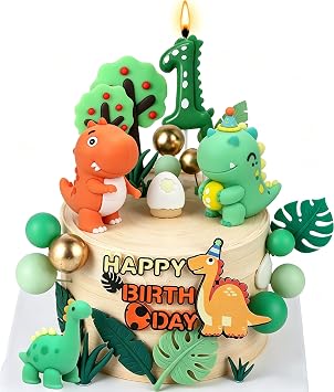 Dinosaur Cake Decorations with 1 Birthday Candle,Reusable Dinosaur Cake Toppers Dino Eggs for Boys Kids Baby Shower Party Home Decor27PCS