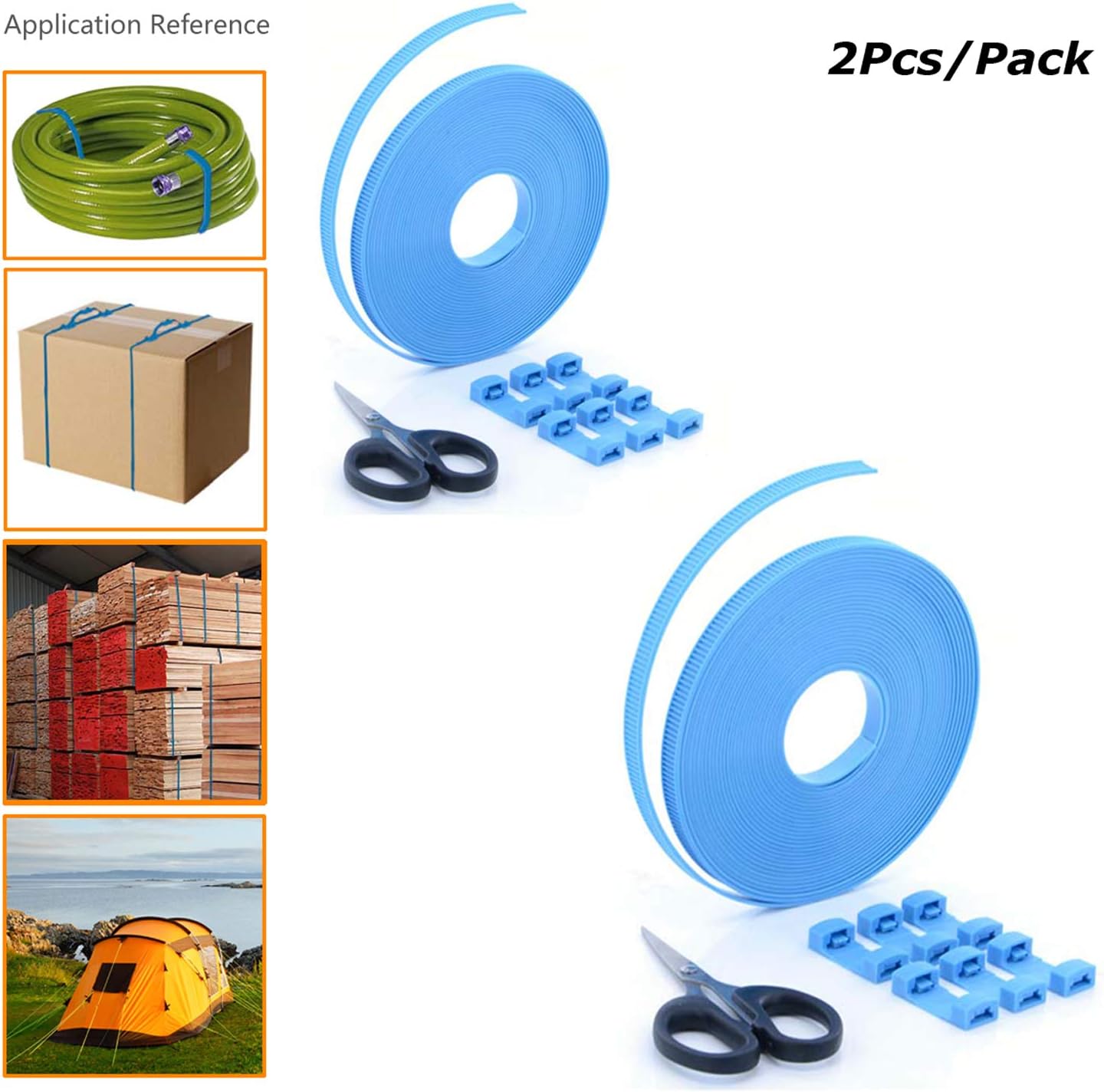 Zip Ties,Nylon Cable Ties For Binding Baggage Cargo,Ultra Long 8 Meters Cable Roll With Connectors - With Scissors - 2 Pcs/Pack