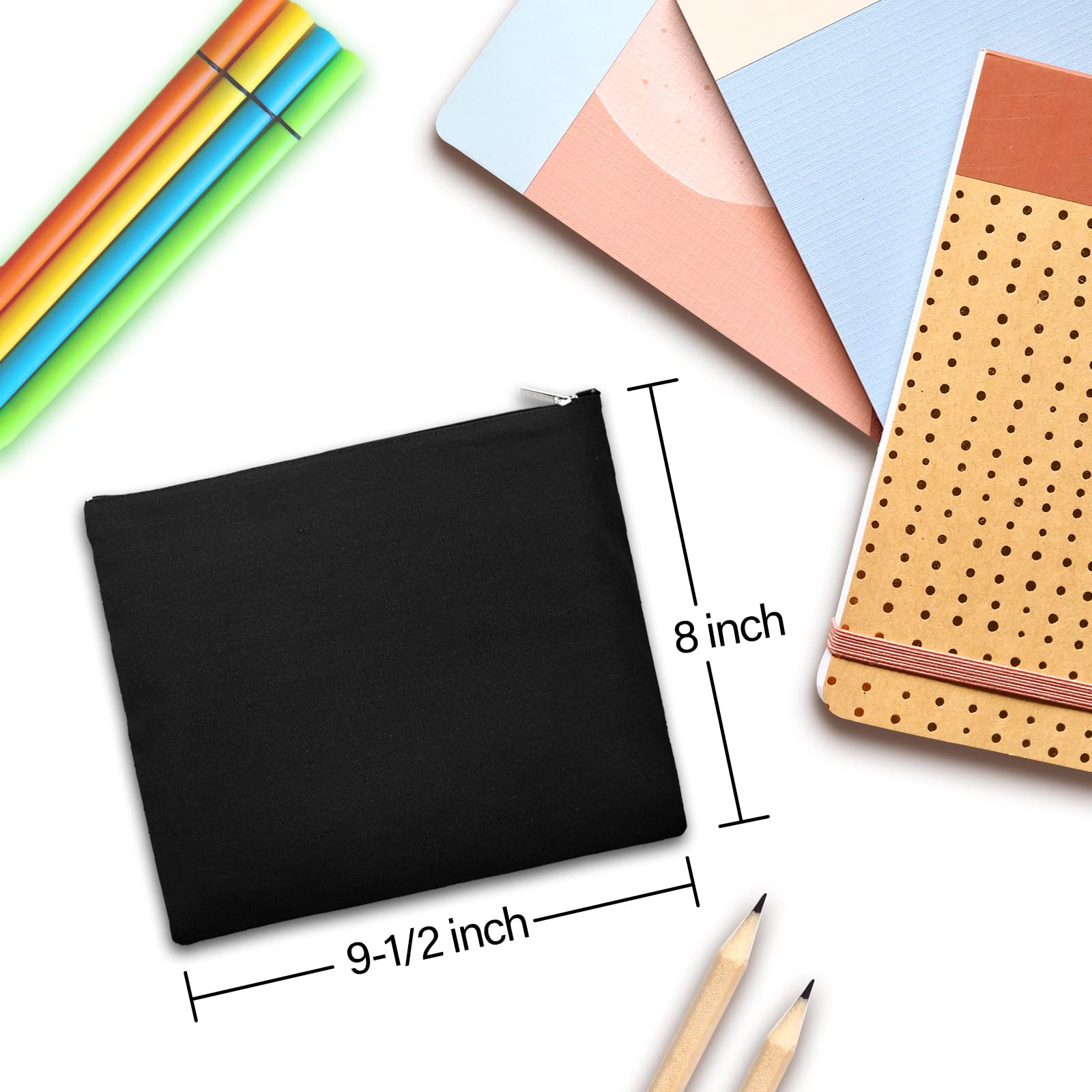 Aspire 30 Neceser Maquillaje Grande Bolso Mujer Negro Dorado Estuche Escolar con Cremallera Pintar Personalizado Lona de Algodón 24,5 x 20,5 cm