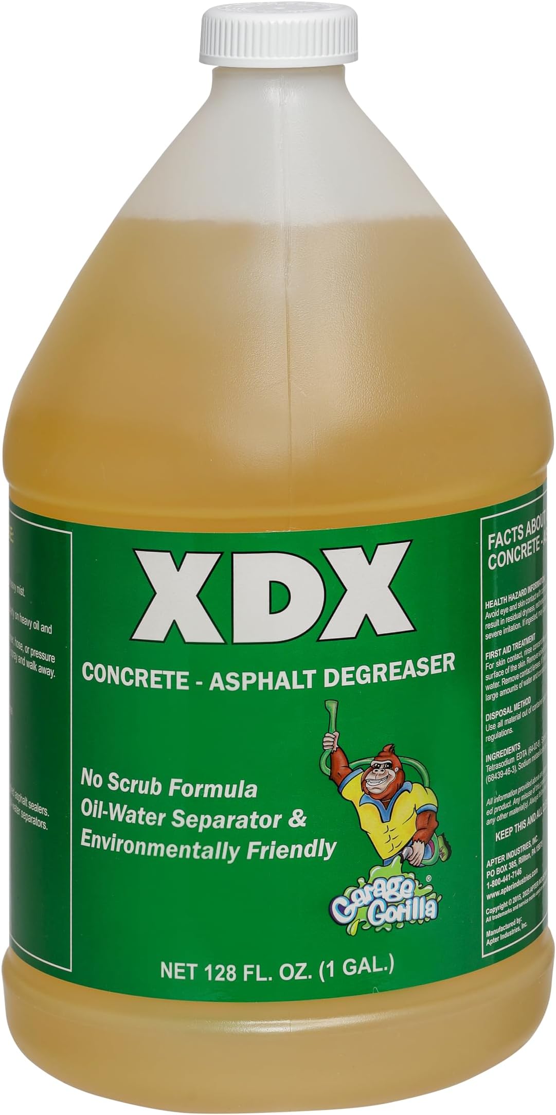XDX Concrete and Asphalt Cleaner, Live Enzymes to Replace set in oil stains, 1 Gallon