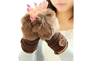 TAORE Warm Faux Rabbit Fur Mittens Wrist Fingerless Gloves