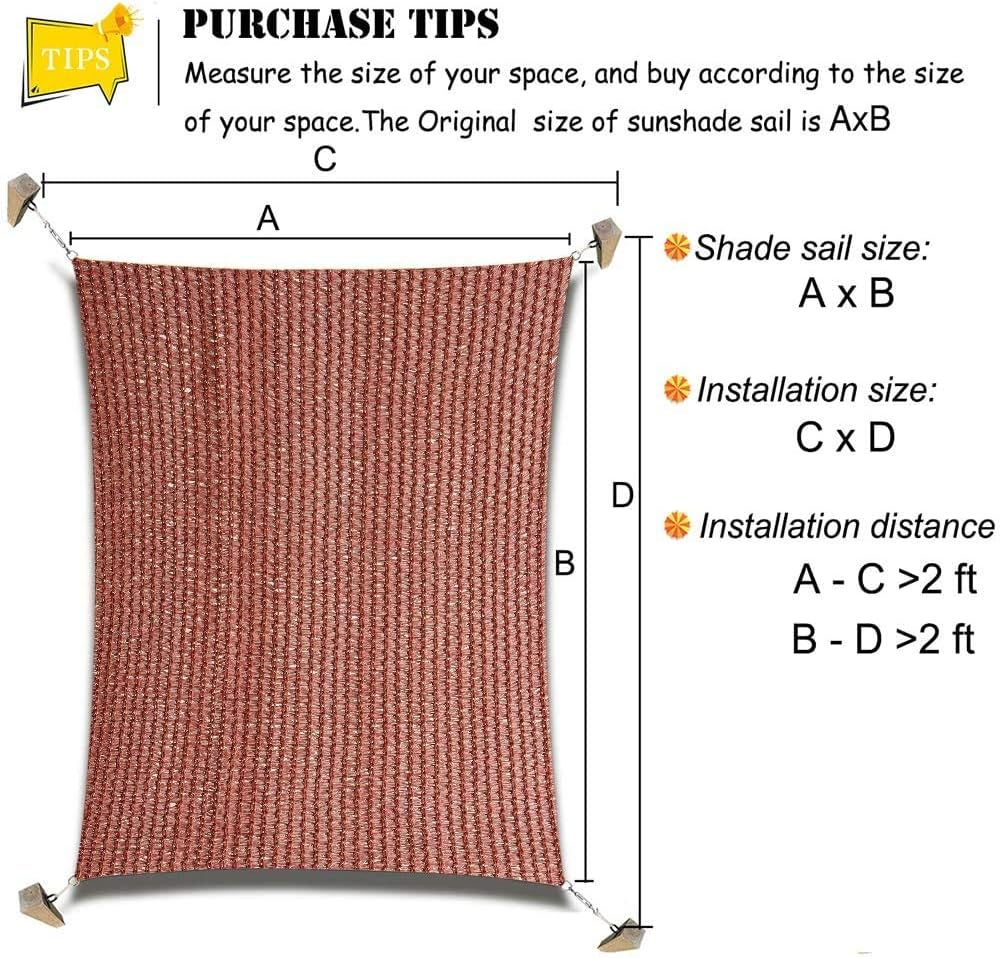 diig Patio Sun Shade Sail Canopy, 8' x 12' Rectangle Shade Cloth UV Block Sunshade Fabric - Outdoor Cover Awning Shelter for Pergola Backyard Garden Yard (Red Color)