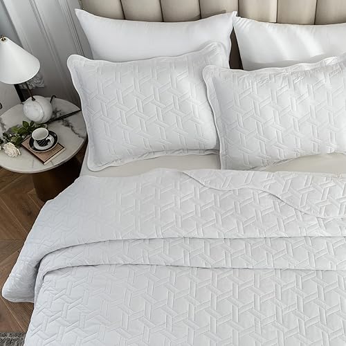 Miniatura 2 de Auemtyn Juego de edredón tamaño King de 3 piezas, colcha de verano suave y ligera, colcha reversible de microfibra para todas las estaciones,