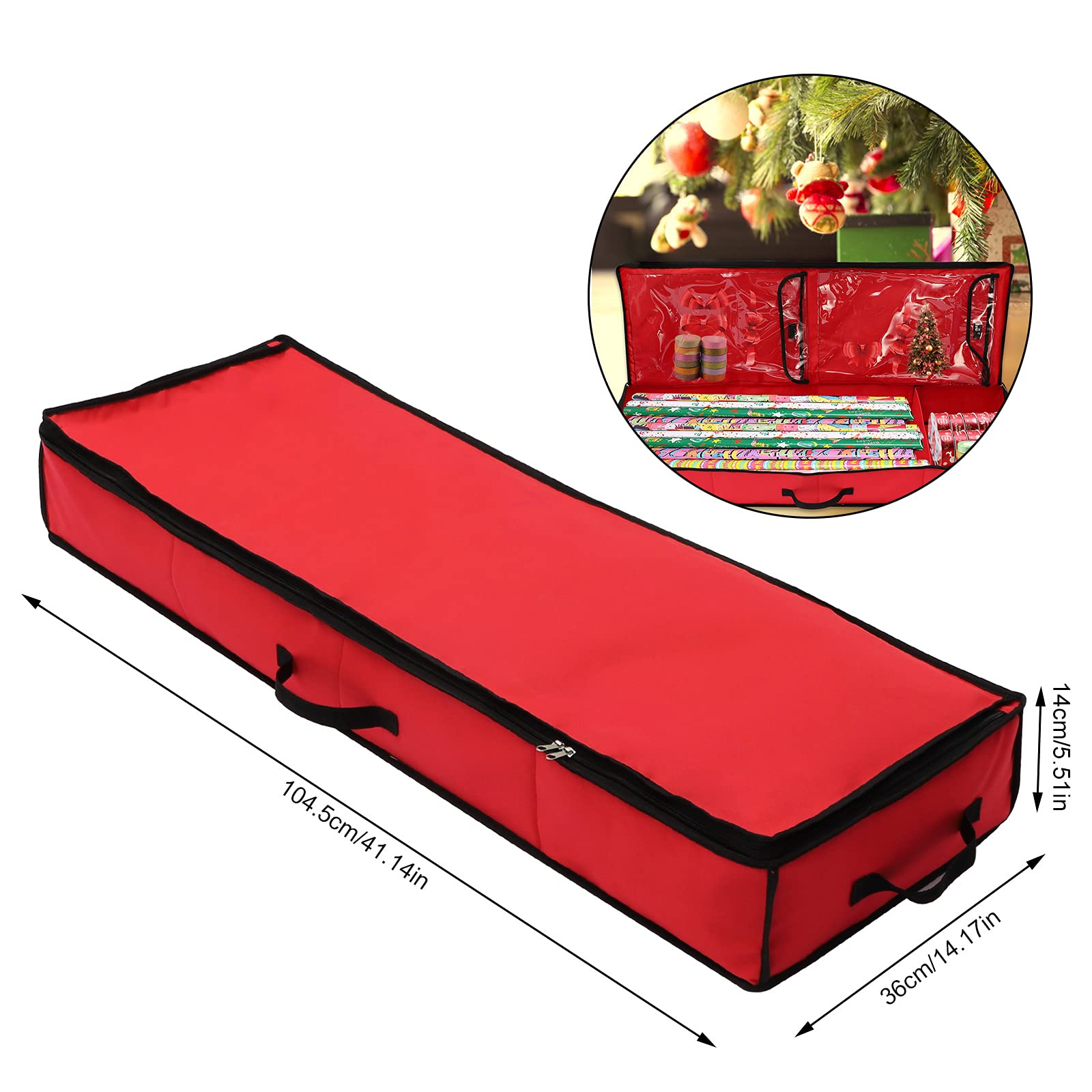 Geschenkpapier-Organizer mit Innentaschen, 104,4 x 35,6 x 14,9 cm, Schwarz